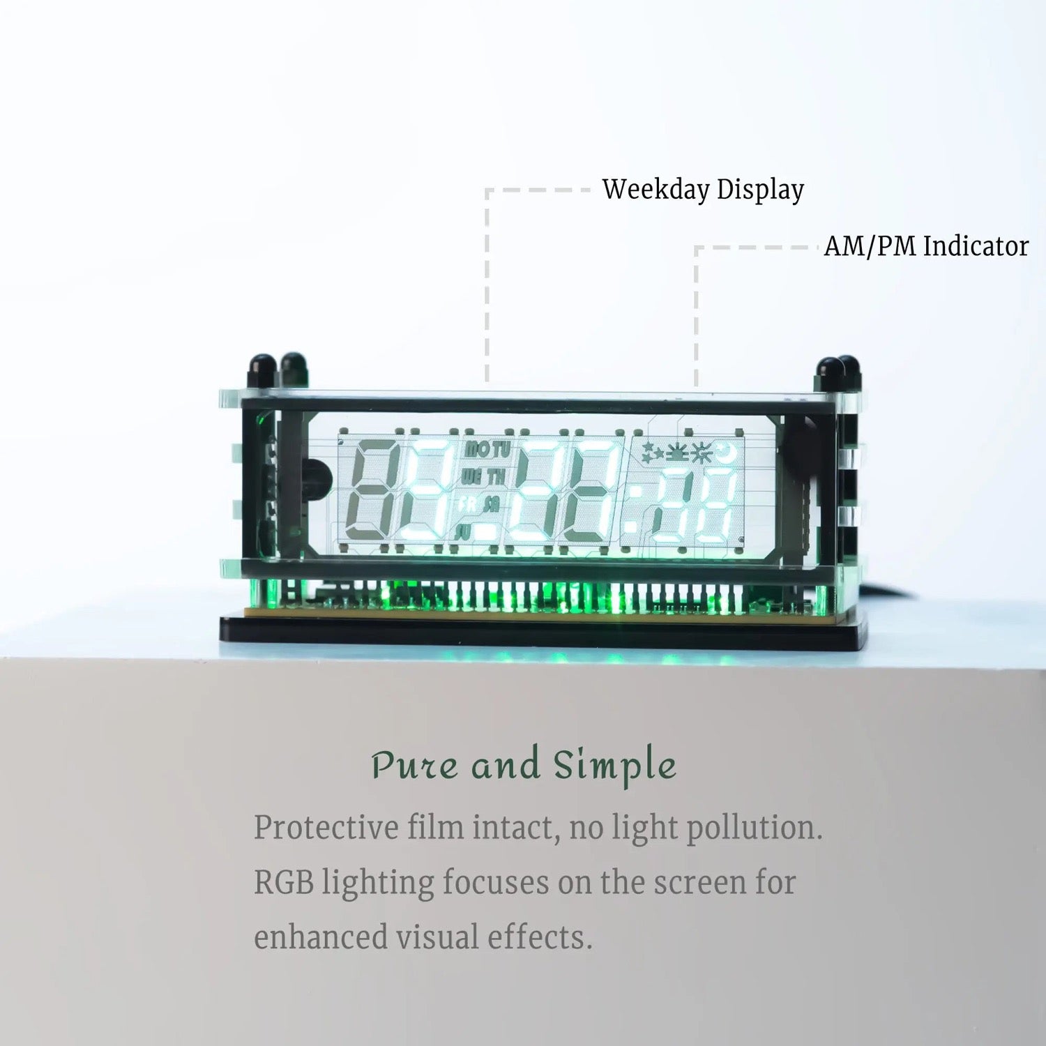 VCK 0658-A | VFD Desk Clock Black | LGL Studio