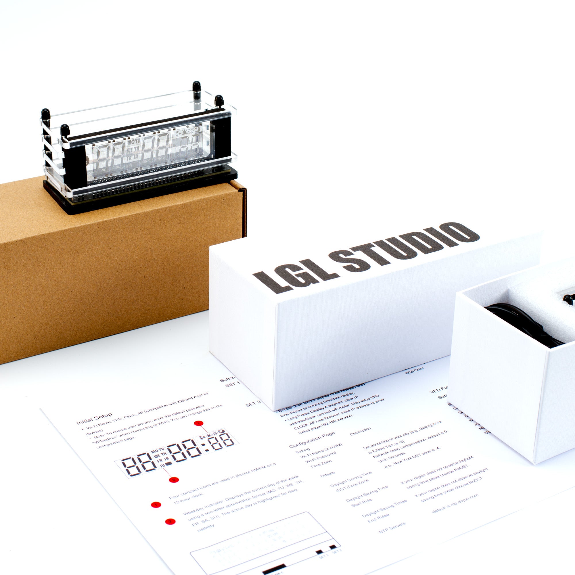 VCK 0658-A | VFD Desk Clock Black | LGL Studio