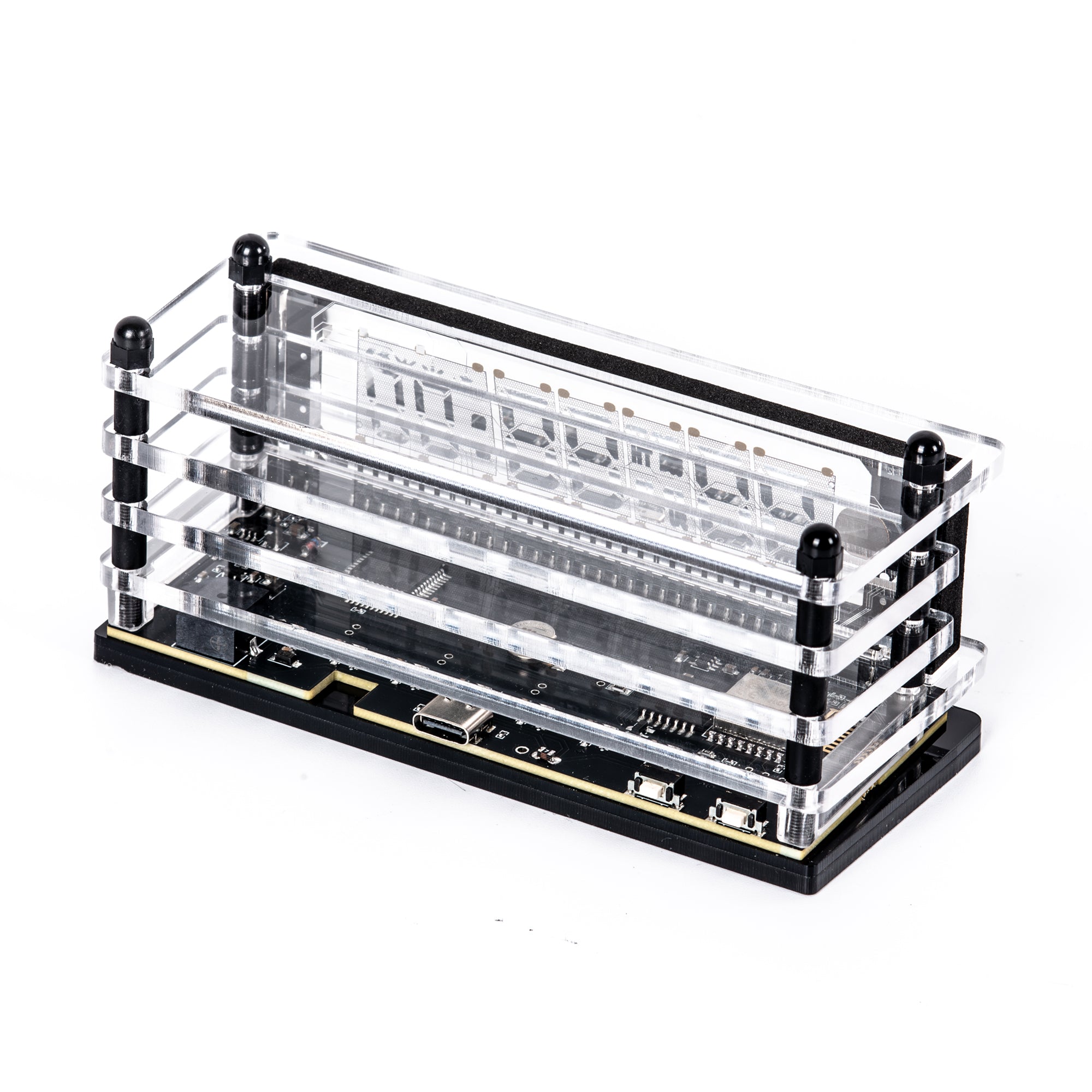 LGL Studio INB-06MM58T VFD Clock | Acrylic 6-Digit VFD Desk Clock